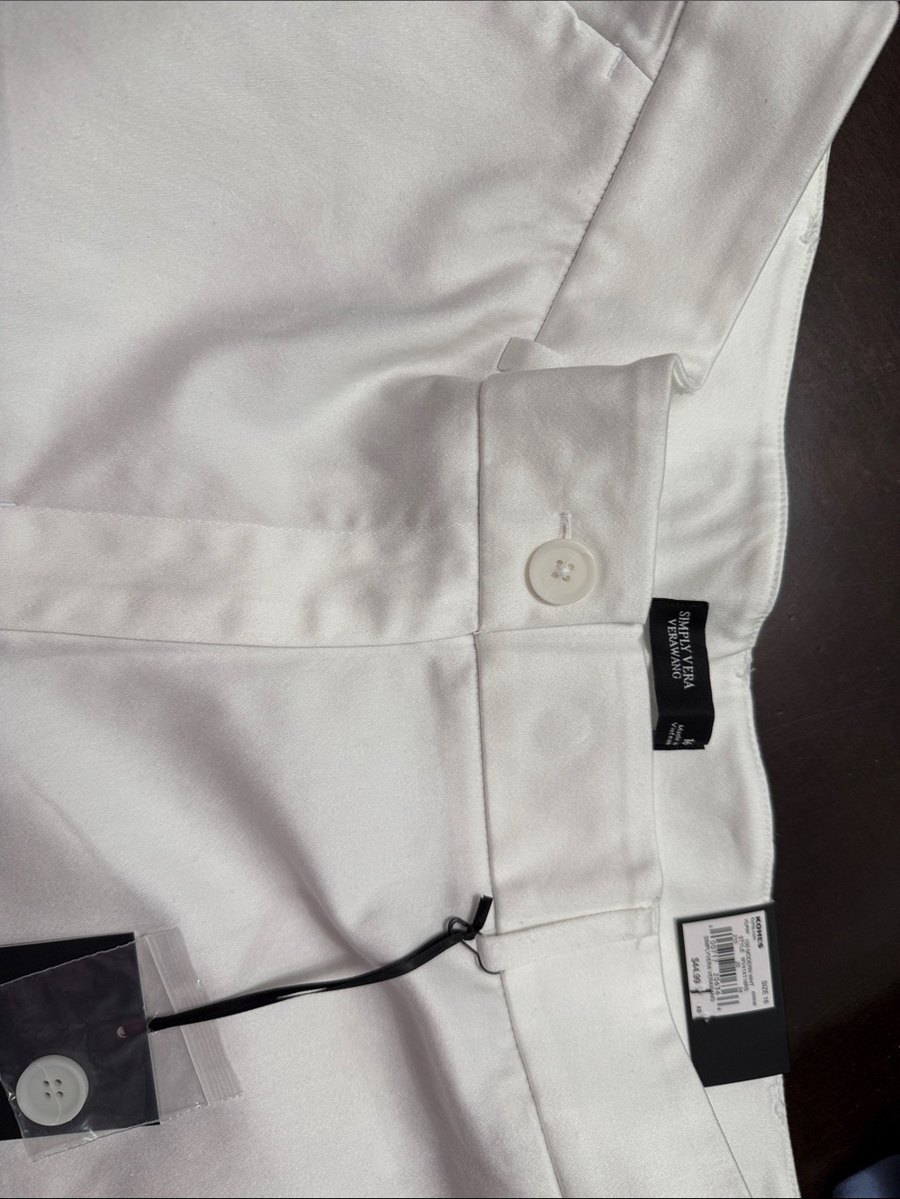 Vera wWhite Dress Pants - Slim Waistband with Button